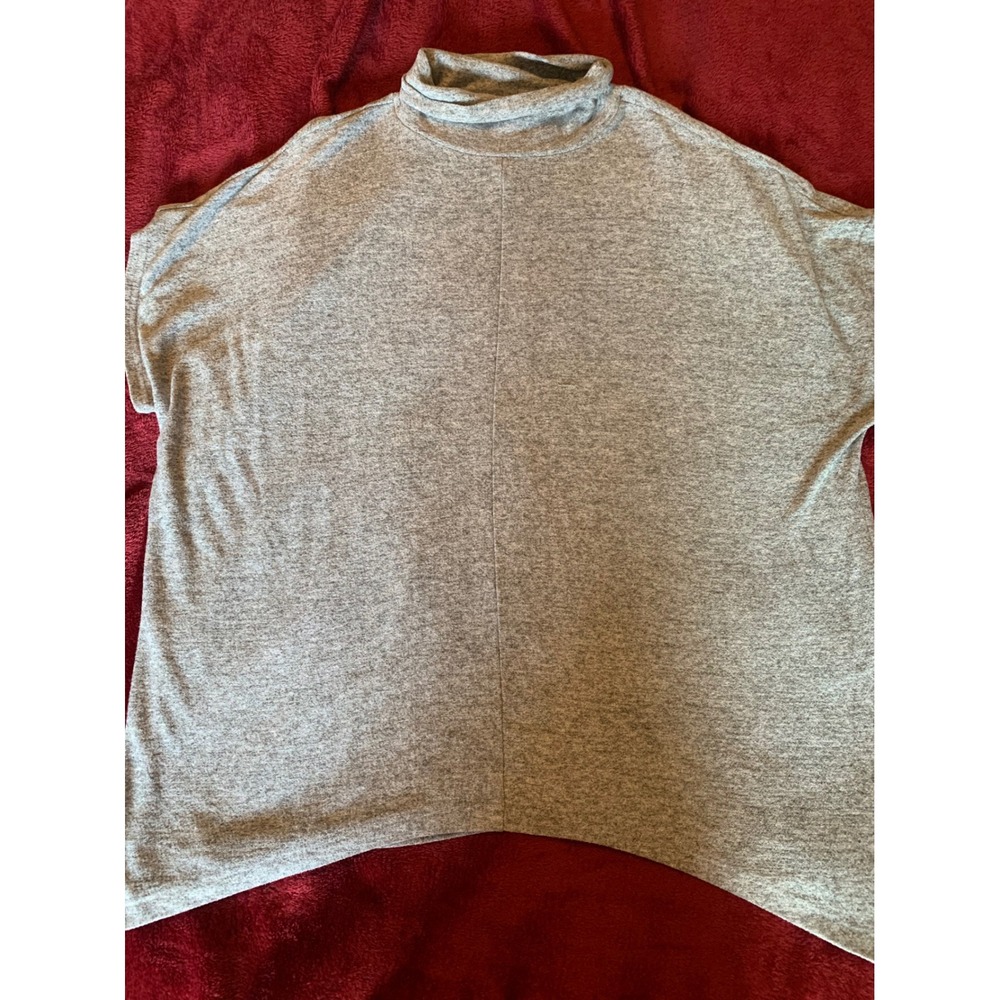 Apt. 9 Gray Cowl Neck Sharkbite Hem Poncho Top Womens Plus 1X Short Sleeve